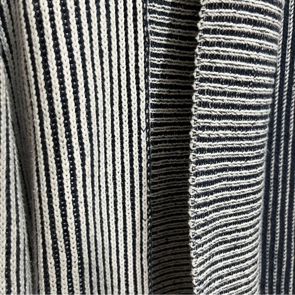 Tahari Blue & White Striped Ribbed Open Long Cardigan Medium - Picture 10 of 10